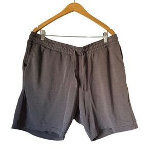 Men XXL Gray Elastic Waist Drawstring Shorts with Back Pocket